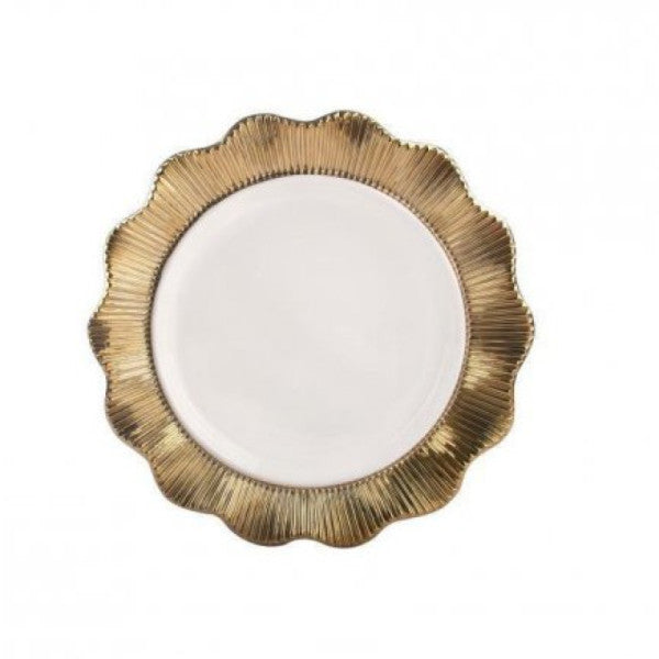 Serving Plate Lace Round Gold 34Cm