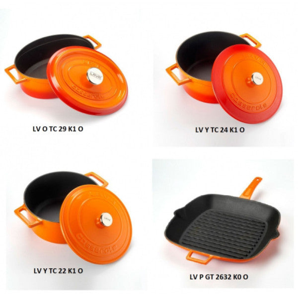Lava Turka 7 Pieces Orange Cast Iron Cookware Set