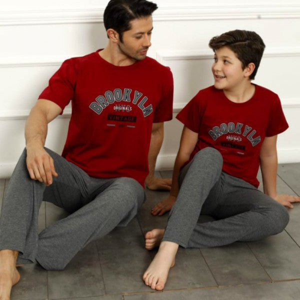 Father Son Combination Cotton Pajama Set - ONE PIECE - Short Sleeve Men's Pajama Set