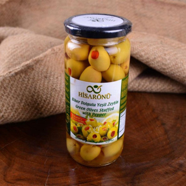 Hisarönü Pitted Green Olives Stuffed with Red Pepper 475 g ℮