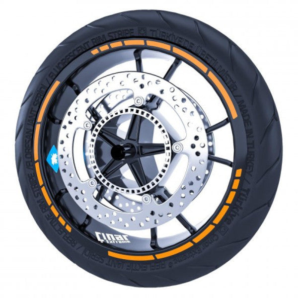 Fluorescent Orange Moto Gp Style Rim Strip Sticker Cinar Extreme