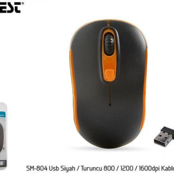 Everest Sm-804 Usb Black-Orange 800-1200-1600Dpi Wireless Mouse
