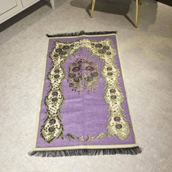 Ottoman Pearl Chenille Islamic Prayer Rug - Lilac