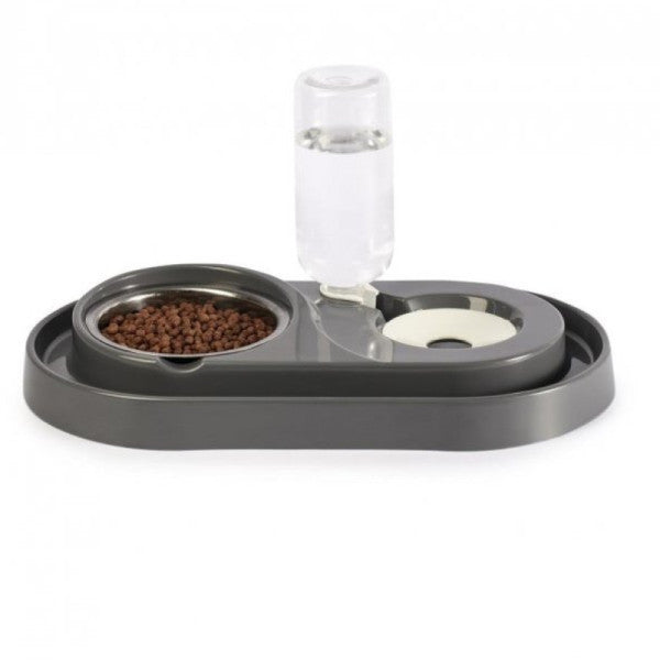 Miapet Steel Bowl Cat-Dog Food And Water Container Set 500Ml -Gray