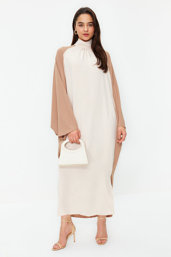 Trendyol Modest Women's Color Block Long Sleeve Relaxed Hijab Kimono & Kaftan