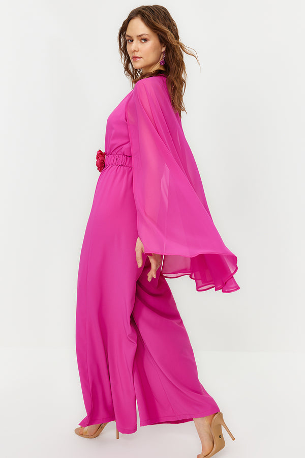 Trendyol Modest Women's Pink Plain Maxi Zero Arm Stylish / night Regular Evening Dress