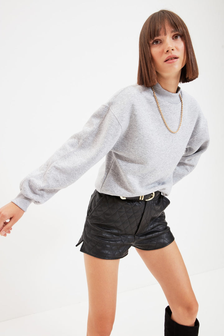 Wetsuit Tops |  Trendyolmilla Stand Up Collar Loose Knitted Raised Sweatshirt Twoaw20Sw0584.