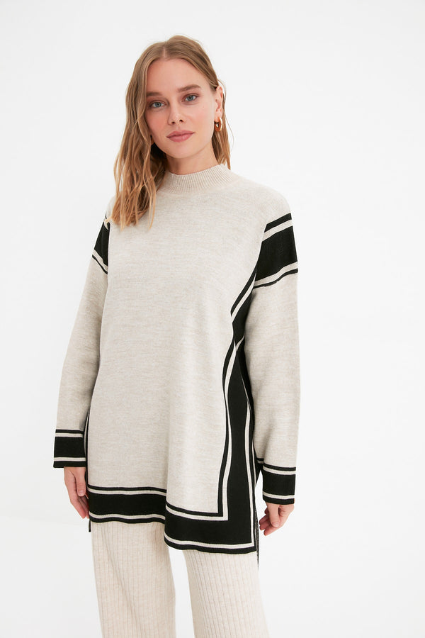 Trendyol Modest Stone Striped Knitwear Sweater Tctaw22Ak0163