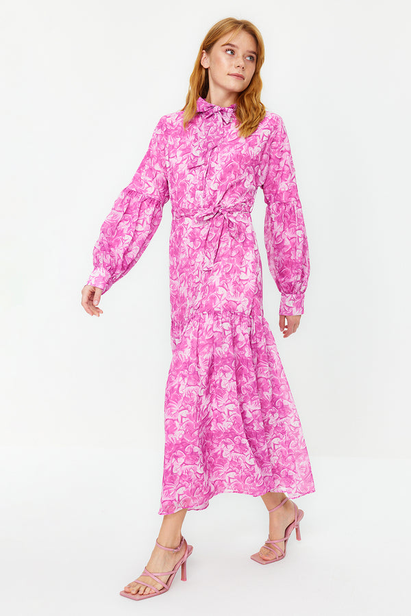 Trendyol Modest Women's Floral Maxi Long Sleeve Stylish / night Regular Dress