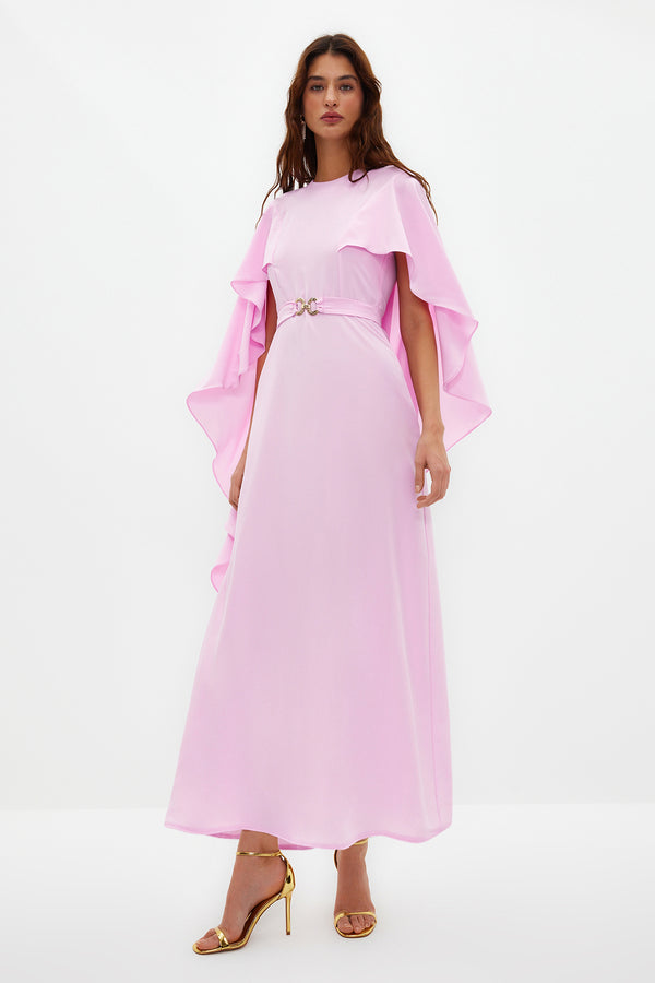 Trendyol Modest Women's Purple Plain Maxi Long Sleeve Stylish / night Fitted Evening Dress