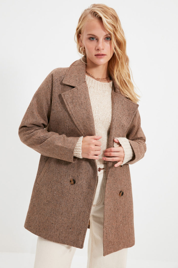 Coats & Jackets |  Trendyolmilla Buttoned Boucle Cachet Coat Twoaw21Kb0036.