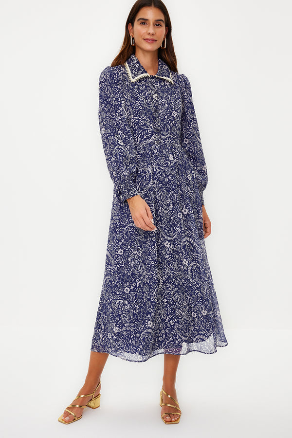 Trendyol Modest Women's Floral Maxi Long Sleeve Casual Regular Dress