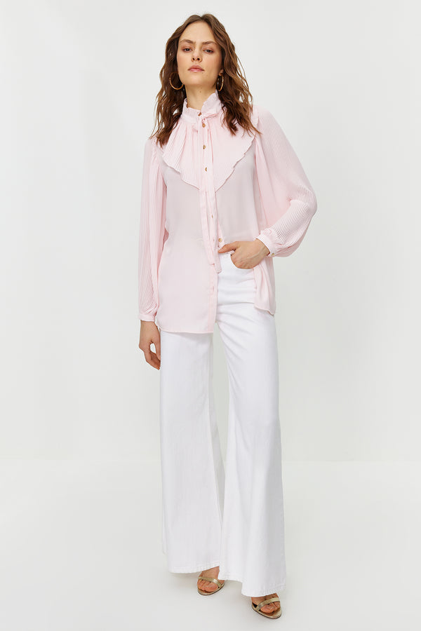 Trendyol Modest Women's Pink Plain Long Sleeve Relaxed Shirt