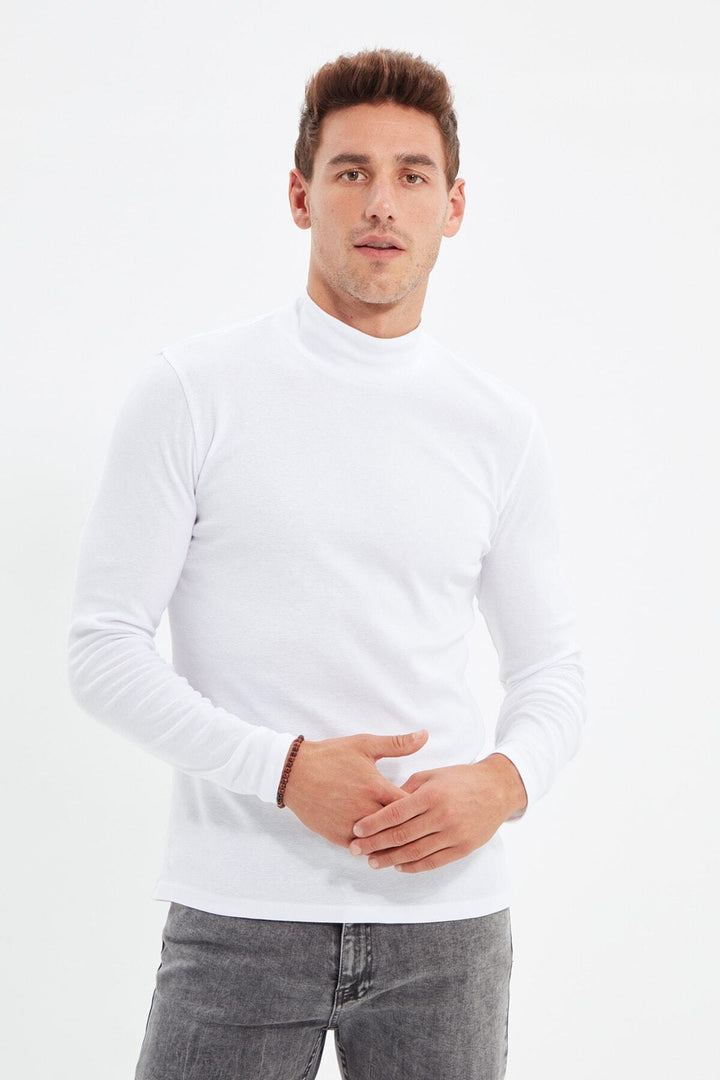 Shirts & Tops |  Trendyol Man Men's Basic Slim Fit 100% Cotton Long Sleeve Half Turtleneck Tshirt Tmnaw20Ts0210.
