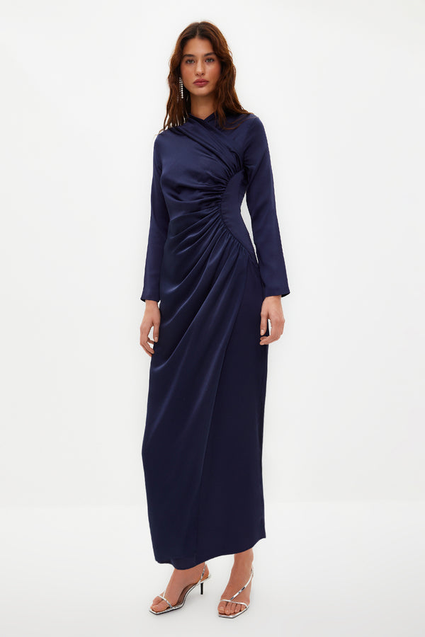 Trendyol Modest Women's Plain Maxi Long Sleeve Stylish / Night Fitted Evening Dress