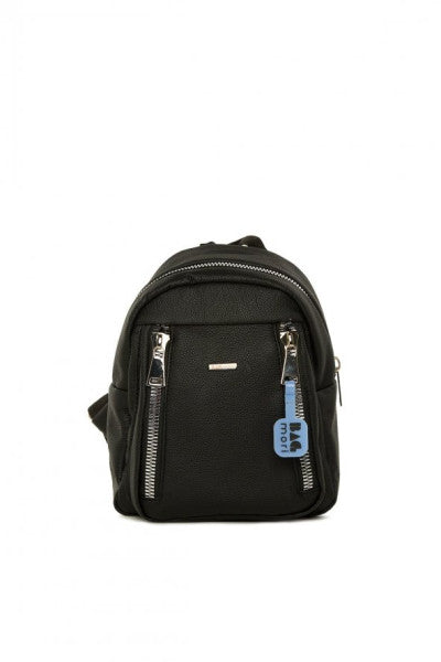 Bagmori Black Upright Double Zippered Backpack