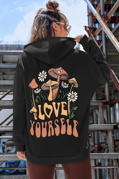 Unisex Oversize Love Yourself Baskılı Kazak