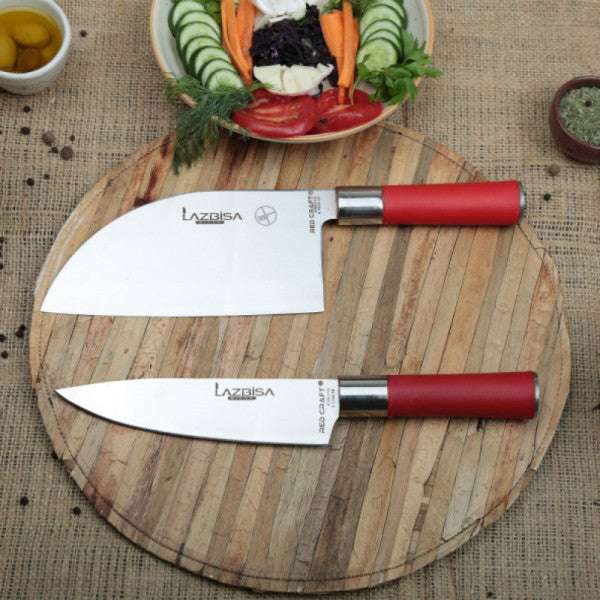 Lazbisa Kitchen Knife Set Meat Vegetable Bread Fruit Chef Knife Red Craft Series Almazan Chef No 2