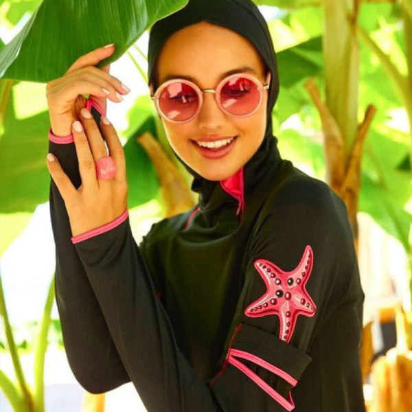 Sea Star Embroidered Design Hijab Swimsuit