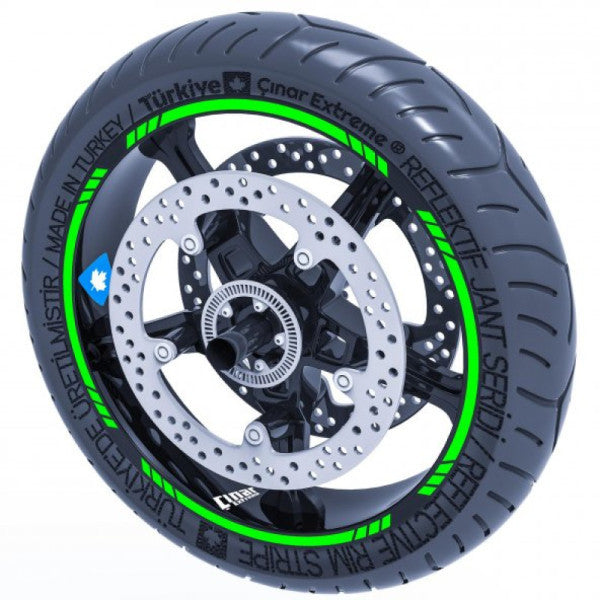 Fluorescent Green 4 Piece Cutout Rim Strip Sticker Çınar Extreme