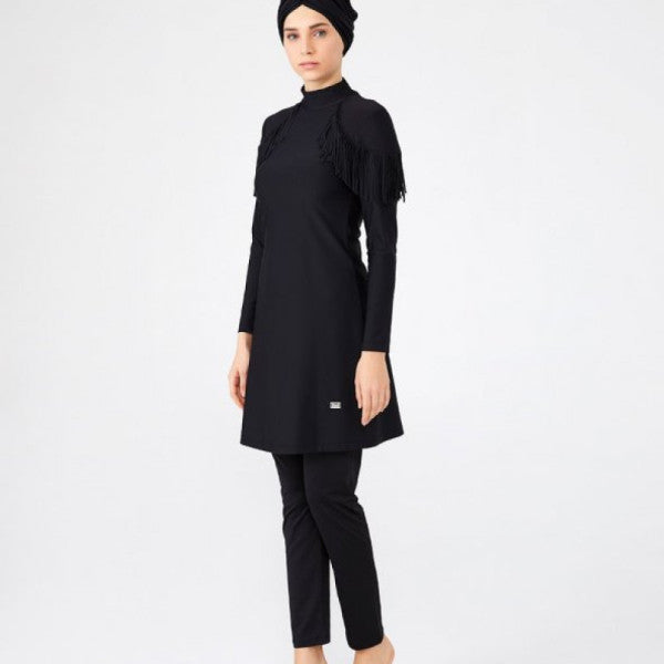 Adasea Women's Lycra Tassel Design Fully Covered Hijab Swimsuit 4105