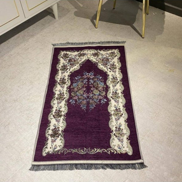 Ottoman Pearl Islamic Prayer Rug - Purple