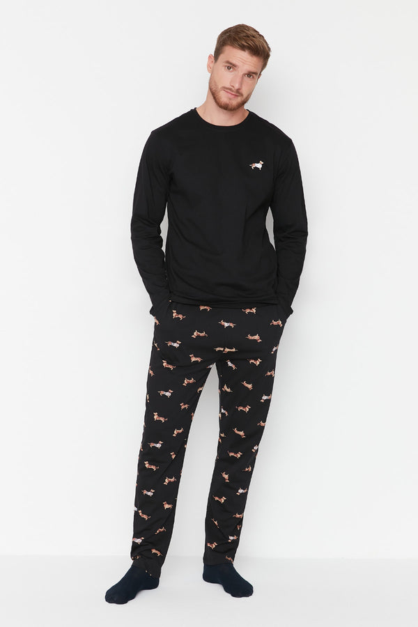Trendyol Man Men's Regular Fit Animal Patterned Knitted Pajamas Set Tmnaw23Pt00157