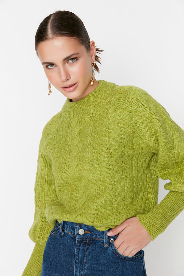 Trendyolmilla Saks Soft Textured Hair Knitted Knitwear Sweater Twoaw21Kz0109