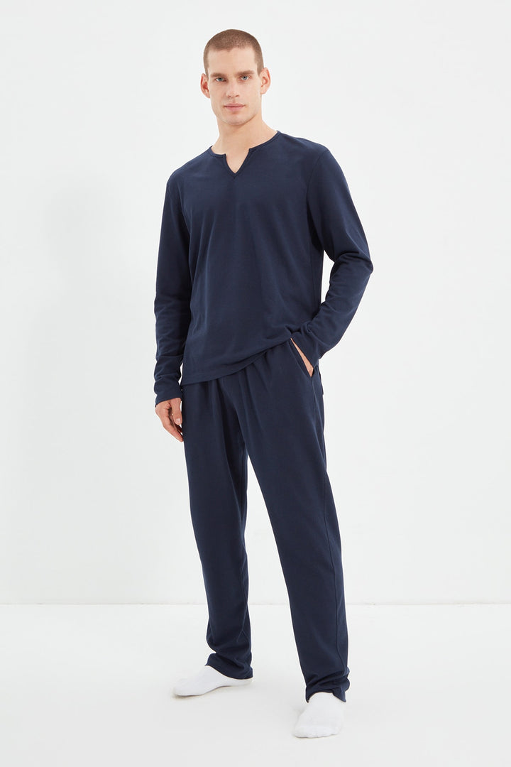 Underwear |  Trendyol Man Men's Regular Fit Pique Fabric V Neck Pajamas Set Thmaw22Pt0448.