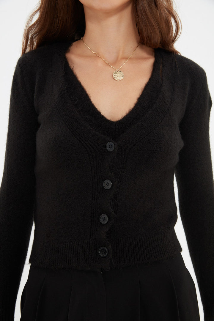 Wetsuit Tops |  Trendyolmilla Button Detailed Crop Blouse Cardigan Knitwear Suit Twoaw22Hı0756.