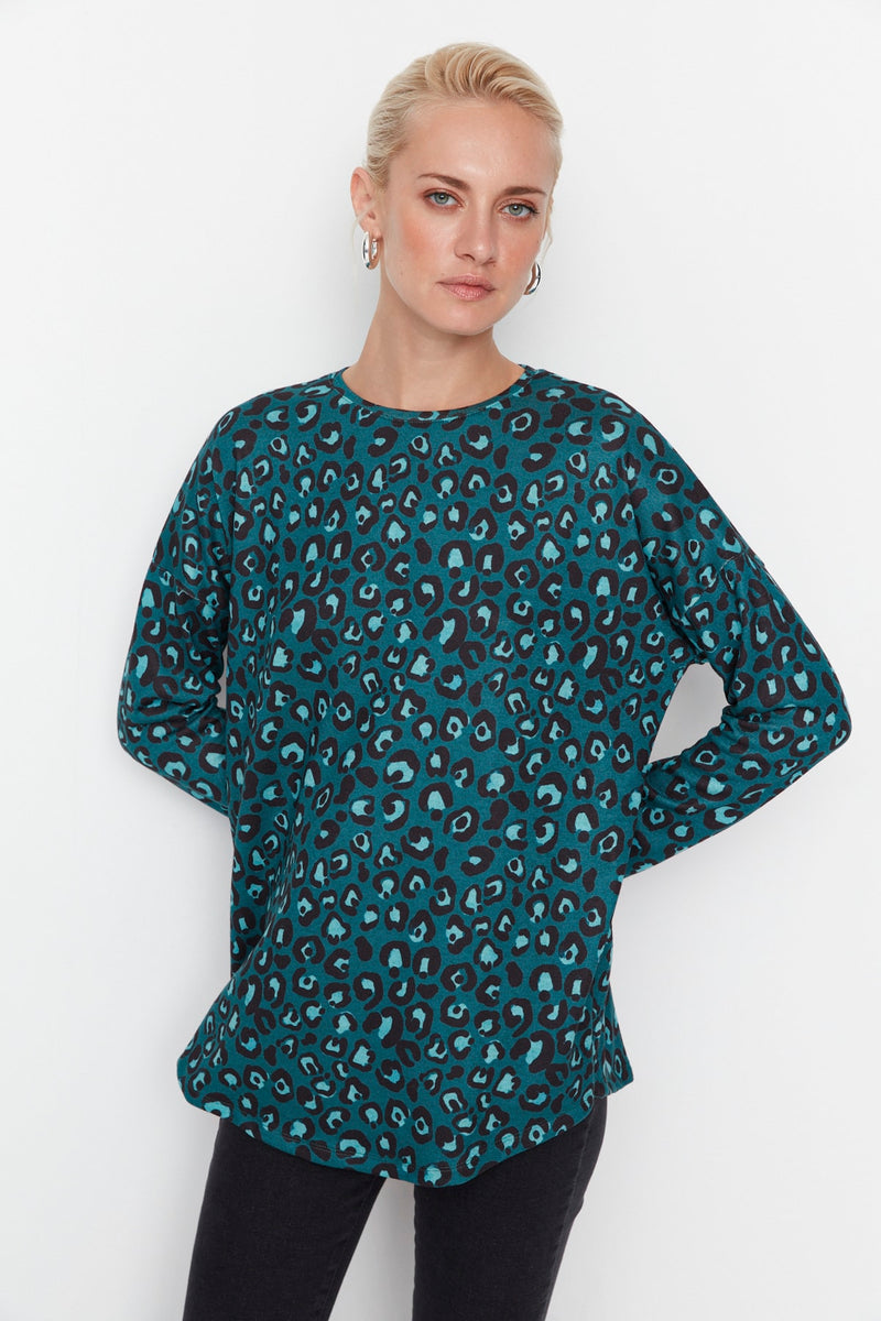 Trendyolmilla Patterned Oversized Knitted Blouse Twoaw23Bz00389