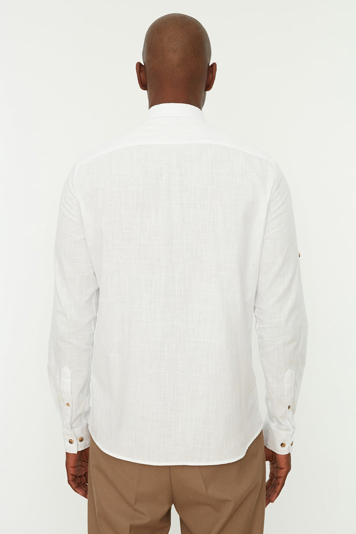 Wetsuit Tops |  Trendyol Man Men's Buttoned Collar Epaulette Slim Fit Shirt Tmnss20Go0189.