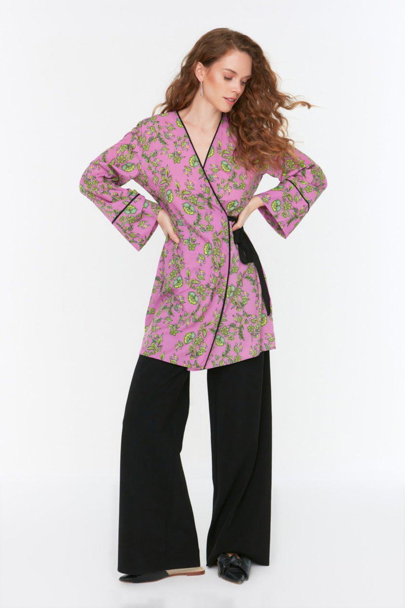 Trendyolmilla Multicolored Double Breasted Kimono&caftan Twoss22Km0085