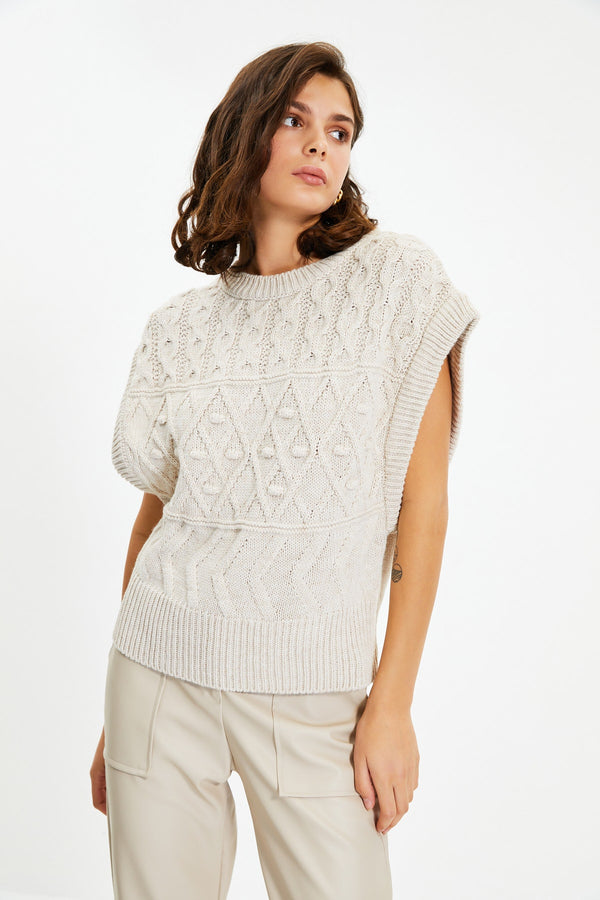 Trendyolmilla Knitted Detailed Crew Neck Knitwear Sweater Twoaw21Bz0447