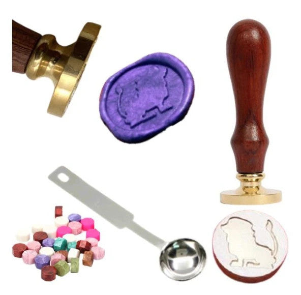 Letter Stamp Seal Leo + 30 Sealing Wax + Melting Spoon