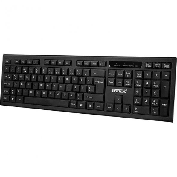 Everest KM-6121 Black Wireless Q Slim Keyboard + Mouse Set