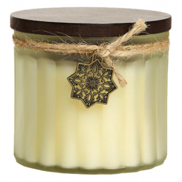 Bamboo Lid Natural Assorted Glass Jar Vanilla Scented Candle