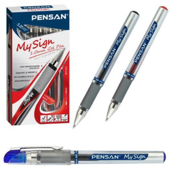Pensan Rollerball Pen My-Sign Gel Ball Tip Signature Pen 1.0 MM Blue 6030