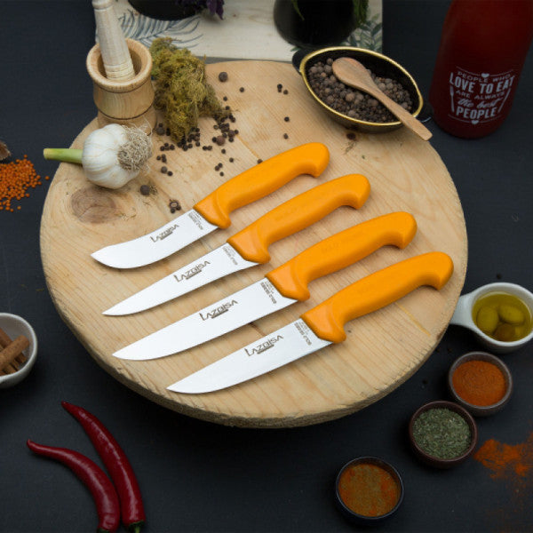 Lazbisa Kitchen Knife Set Meat Butcher Knife Gold Series Set of 4 (Y-S-1-2)