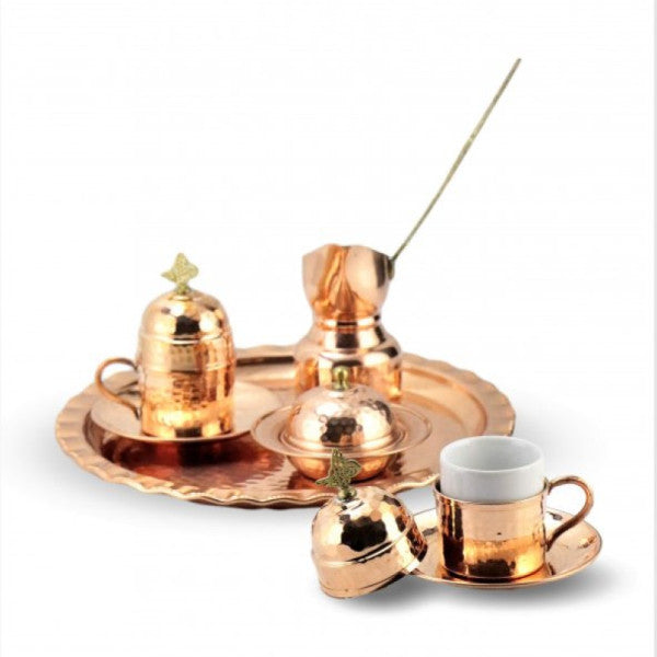 Morya Copper Coffee Set Inner Tinned Forged 2 Person