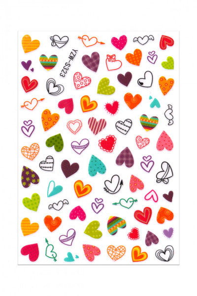 Colorful Heart Nail Sticker Tattoo Nail Art