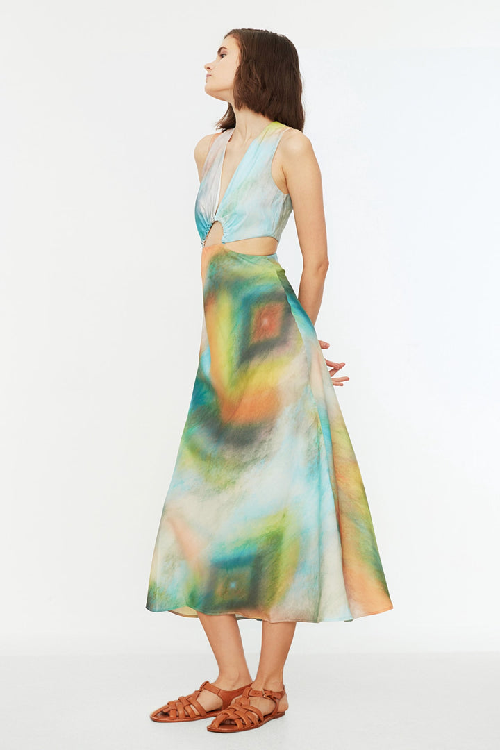 Dress |  Trendyolmilla Multicolored Patterned Decollete Dress Twoss21El3578.