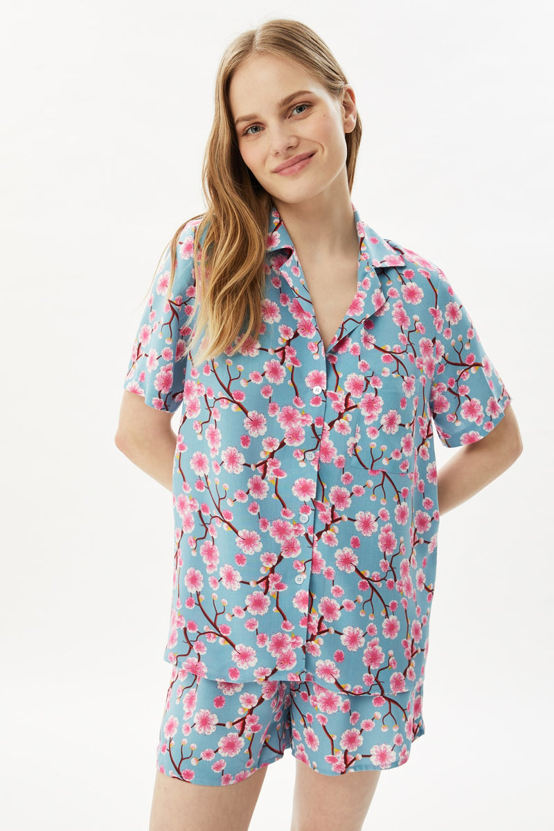 Trendyolmilla Floral Pattern Woven Pajamas Set Thmss21Pt1003