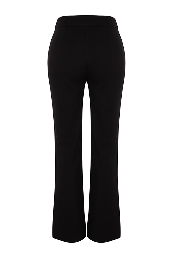 Black Premium Ribbed High Waist Woven Trousers Twoaw24Pl00148