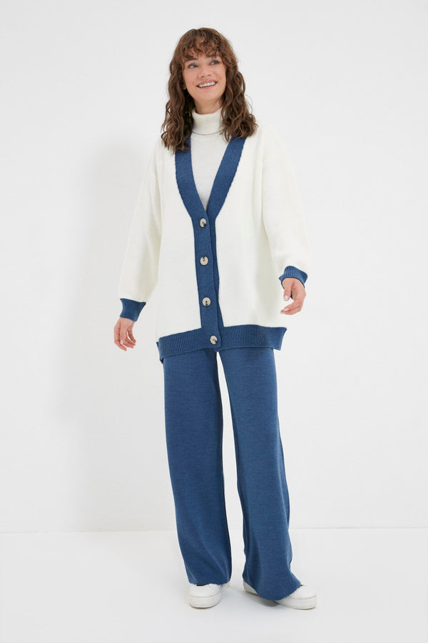 Trendyol Modest Stripe Detailed Cardigan-Pants Knitwear Set Tctaw22Au0156