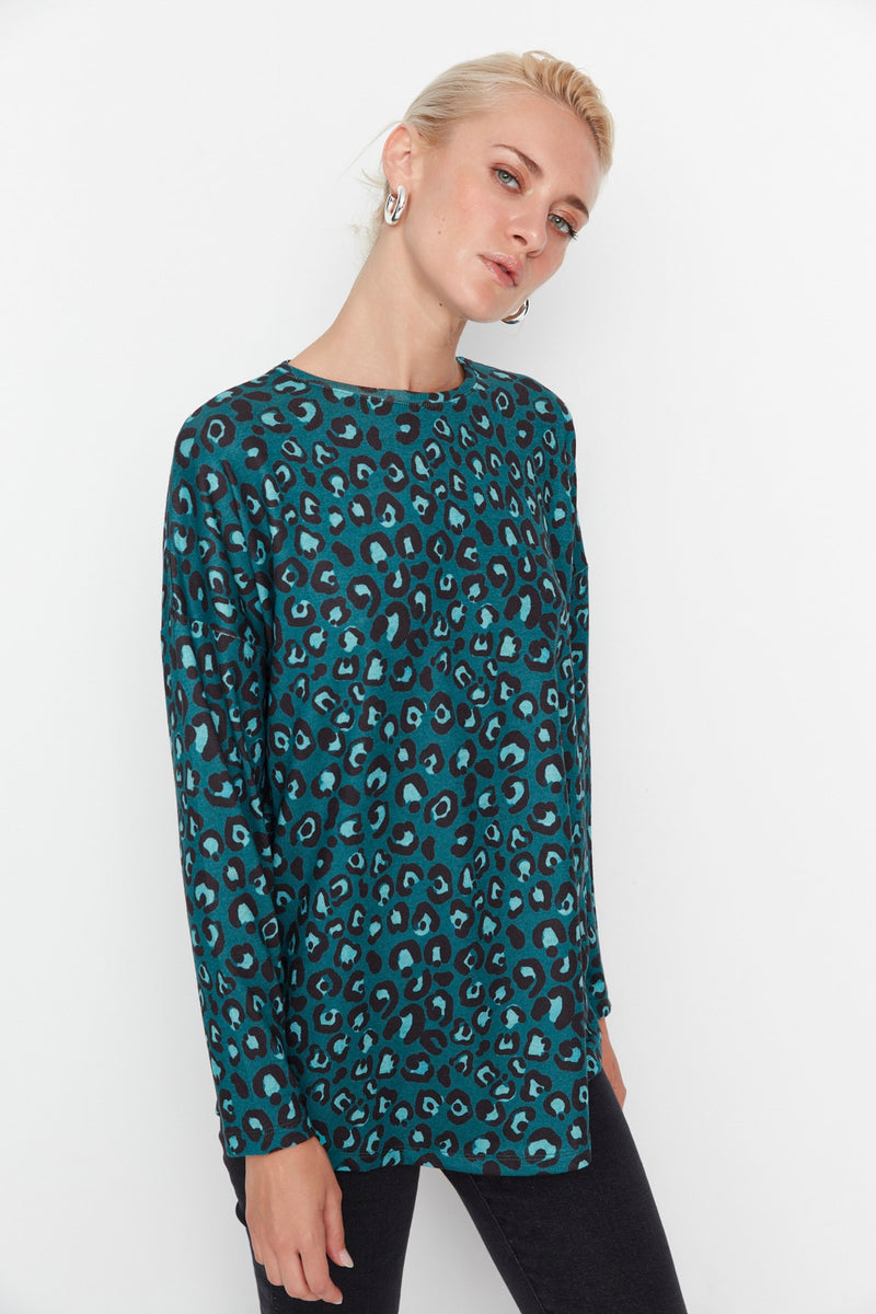 Trendyolmilla Patterned Oversized Knitted Blouse Twoaw23Bz00389