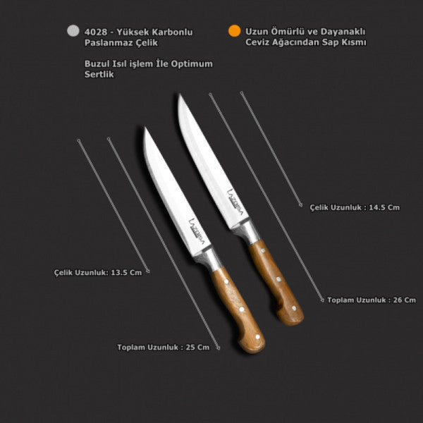 Lazbisa Kitchen Knife Set Meat Fruit Vegetable Bread Knife Set of 2 ( 2-3 )