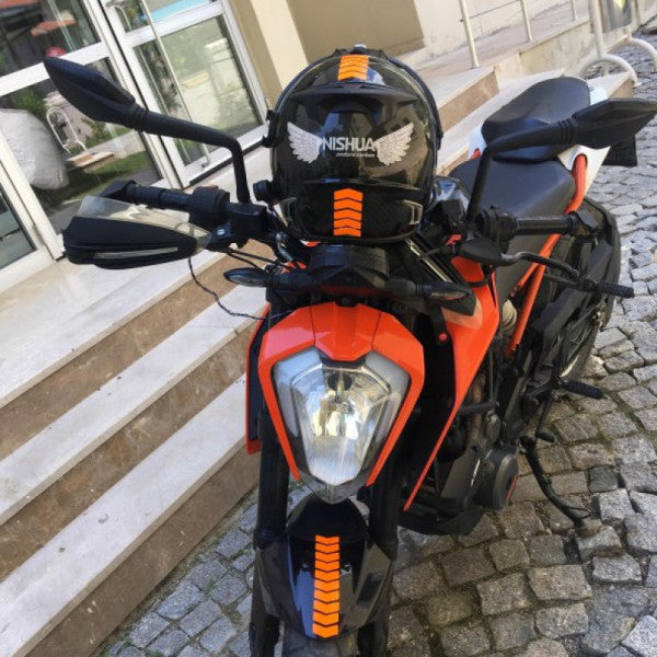 Fluorescent Orange Fender Helmet Sticker Çınar Extreme with Arrow Design