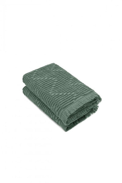 Green Black Anisa Hand and Face Towel 100% Cotton Combed Jacquard Green 50X90 Cm