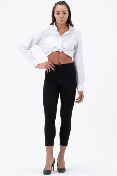 Women's Black High Waist Lycra Slim Fit Jeans Slim Fit Denim Trousers